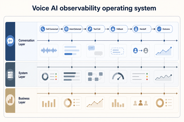 Voice AI observability layers and event timeline