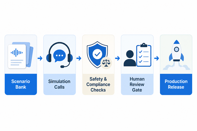 Voice AI reliability release gate from scenario bank to production release